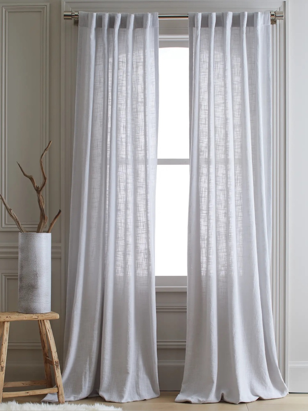 NWT Quince Cotton Sheer Curtains Set Of 2 In Cloud Gray 48”x96”